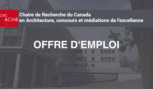 Offre d'emploi : Poste postdoctoral à la CRC-ACME pour le partenariat sur la qualité