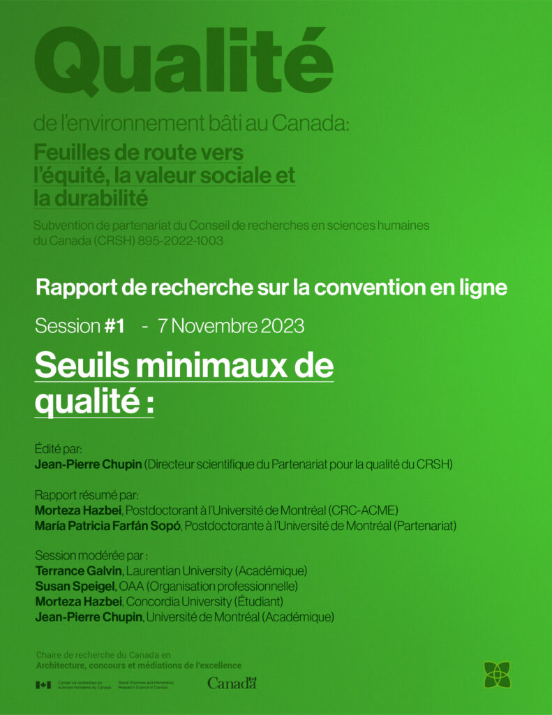 Rapport + Vidéo de la Convention en ligne, Session #1 - Seuils de qualité minimum