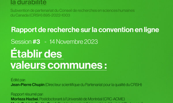 Rapport + Vidéo de la Convention en ligne, Session #3 - Établir des valeurs communes